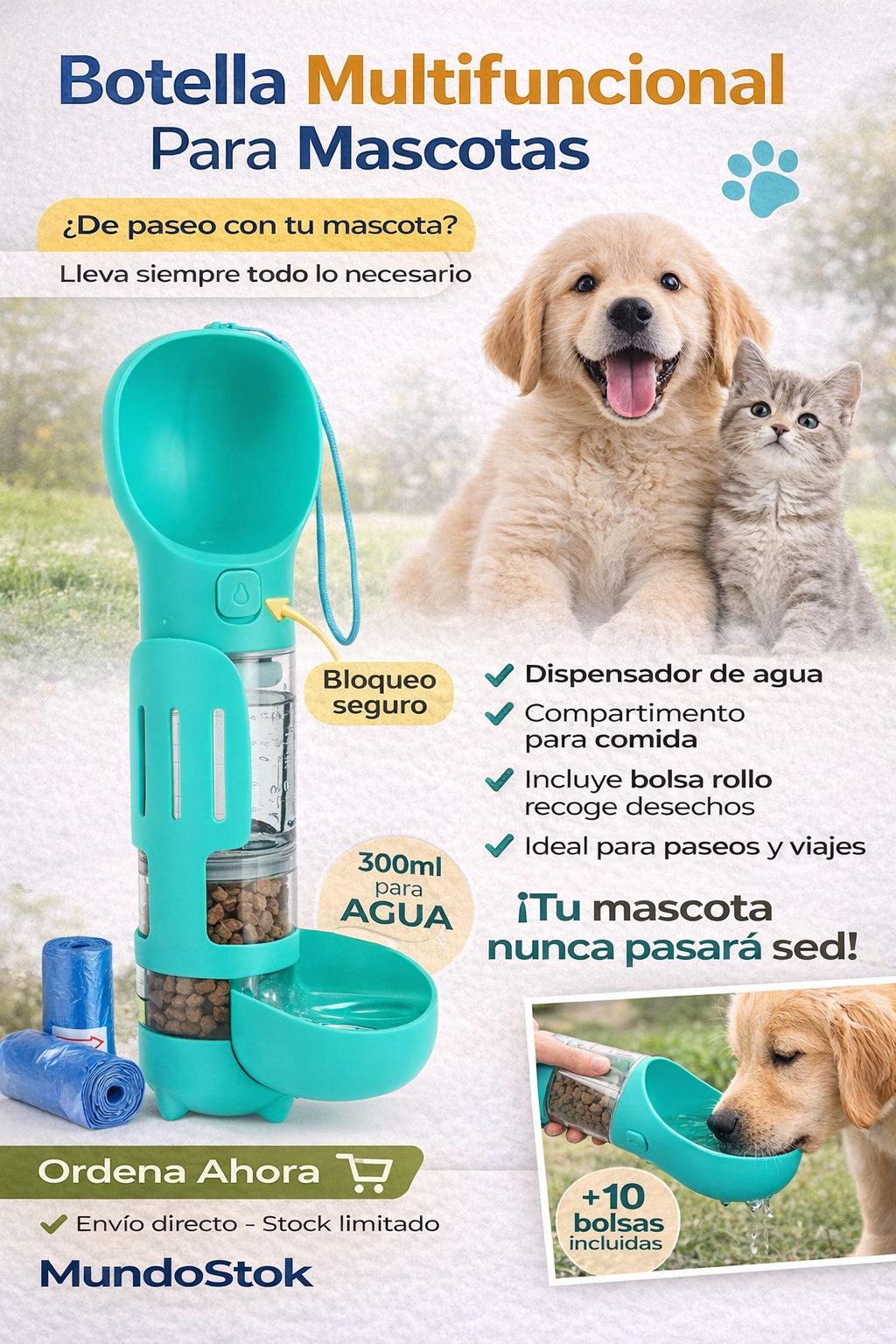 Botella Multifuncional para mascotas
